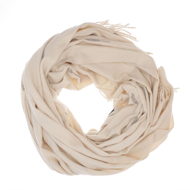 Fashion, accesorii si bijuterii - Femei - Accesorii femei - Esarfe si fulare femei - Esarfa dama, din lana, Buticcochet, 74x186 cm, model uni cu strasuri, Bej - ES3408 - Infinity.ro