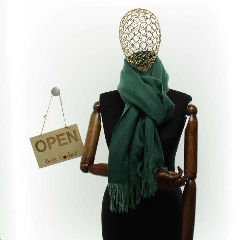 Fashion, accesorii si bijuterii - Femei - Accesorii femei - Esarfe si fulare femei - Esarfa dama, din lana, Buticcochet, 70x190 cm, model uni, Verde - ES3412 - Infinity.ro