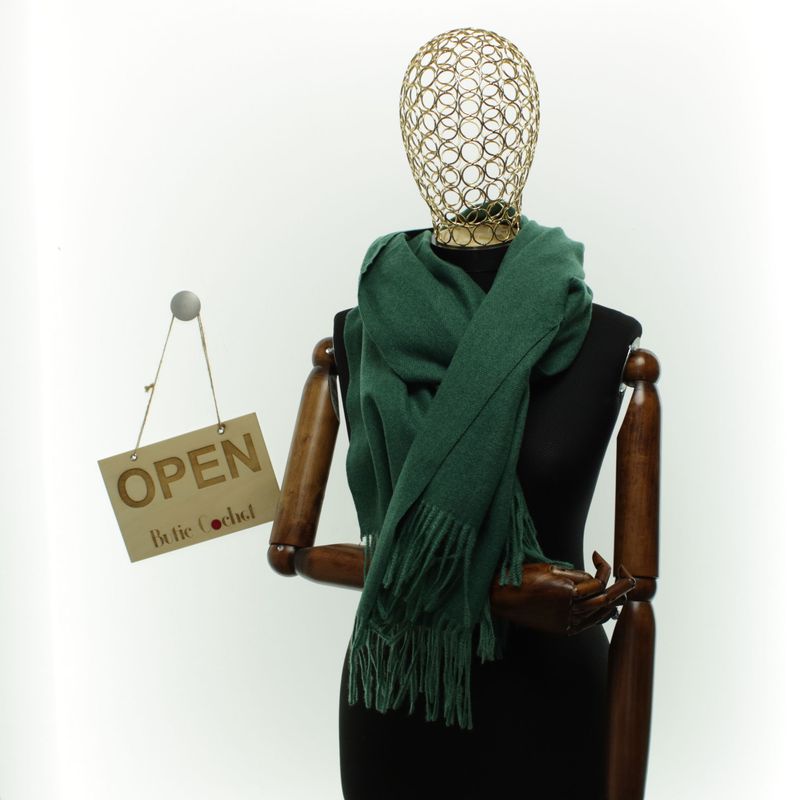 Fashion, accesorii si bijuterii - Femei - Accesorii femei - Esarfe si fulare femei - Esarfa dama, din lana, Buticcochet, 70x190 cm, model uni, Verde - ES3412 - Infinity.ro