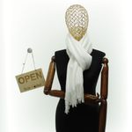 Fashion, accesorii si bijuterii - Femei - Accesorii femei - Esarfe si fulare femei - Esarfa dama, din lana, Buticcochet, 70x190 cm, model uni, Alb - ES3417 - Infinity.ro