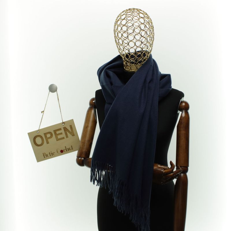 Fashion, accesorii si bijuterii - Femei - Accesorii femei - Esarfe si fulare femei - Esarfa dama, din lana, Buticcochet, 70x190 cm, model uni, Bleumarin - ES3414 - Infinity.ro