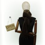 Fashion, accesorii si bijuterii - Femei - Accesorii femei - Esarfe si fulare femei - Esarfa dama, din lana, Buticcochet, 74x186 cm, model uni cu strasuri, Maro - ES3409 - Infinity.ro