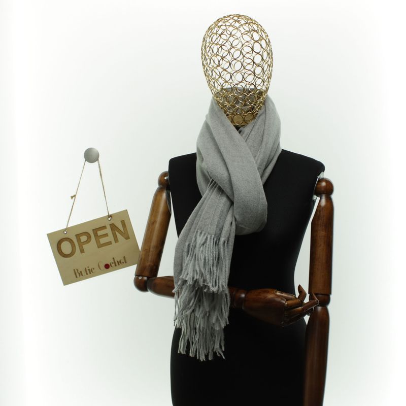 Fashion, accesorii si bijuterii - Femei - Accesorii femei - Esarfe si fulare femei - Esarfa dama, din lana, Buticcochet, 70x190 cm, model uni, Gri - ES3419 - Infinity.ro