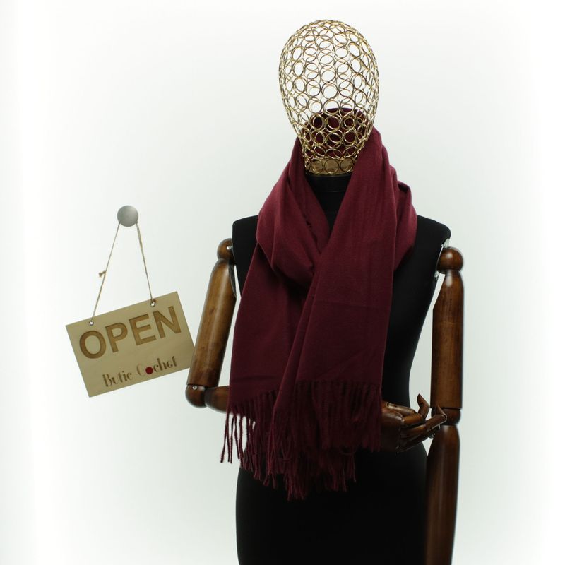 Fashion, accesorii si bijuterii - Femei - Accesorii femei - Esarfe si fulare femei - Esarfa dama, din lana, Buticcochet, 70x190 cm, model uni, Bordo - ES3416 - Infinity.ro