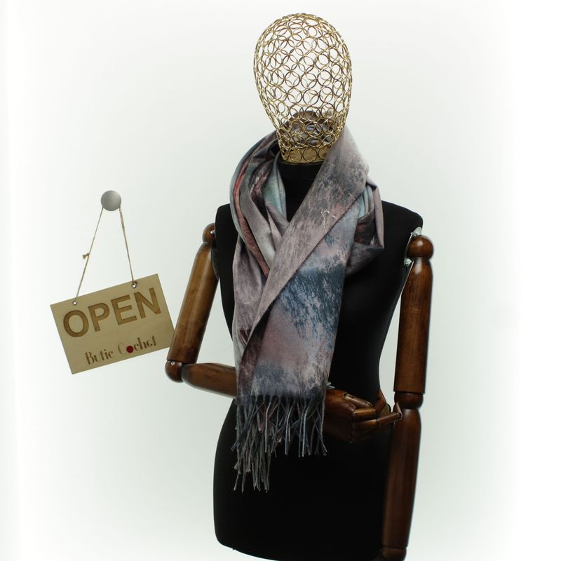 Fashion, accesorii si bijuterii - Femei - Accesorii femei - Esarfe si fulare femei - Esarfa dama, din lana, Buticcochet, 70x180 cm, cu franjuri, Multicolor- ES3424 - Infinity.ro