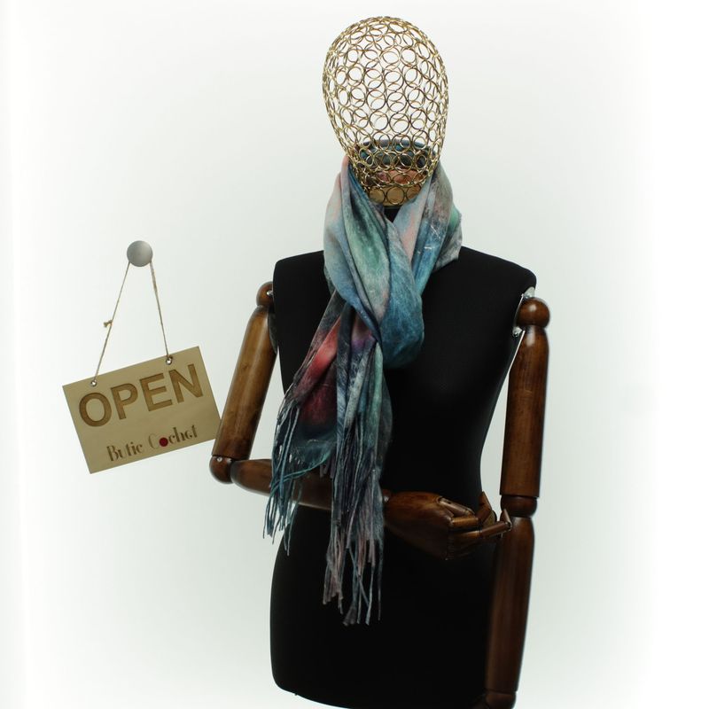 Fashion, accesorii si bijuterii - Femei - Accesorii femei - Esarfe si fulare femei - Esarfa dama, din lana, Buticcochet, 70x180 cm, cu franjuri, Multicolor- ES3425 - Infinity.ro