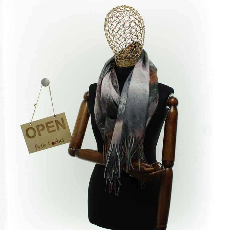 Fashion, accesorii si bijuterii - Femei - Accesorii femei - Esarfe si fulare femei - Esarfa dama, din lana, Buticcochet, 70x180 cm, cu franjuri, Multicolor- ES3427 - Infinity.ro