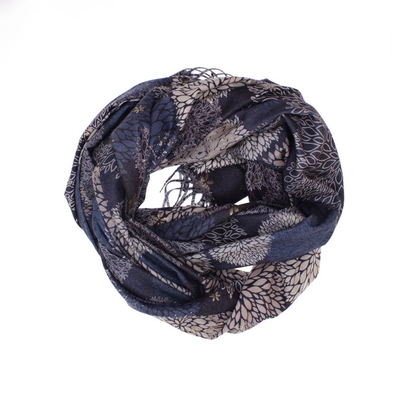 Fashion, accesorii si bijuterii - Femei - Accesorii femei - Esarfe si fulare femei - Esarfa dama, din lana, Buticcochet, 70x180 cm, model floral, Bleumarin - ES3428 - Infinity.ro