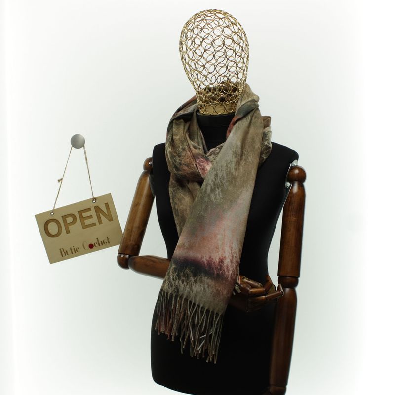 Fashion, accesorii si bijuterii - Femei - Accesorii femei - Esarfe si fulare femei - Esarfa dama, din lana, Buticcochet, 70x180 cm, cu franjuri, Multicolor- ES3426 - Infinity.ro