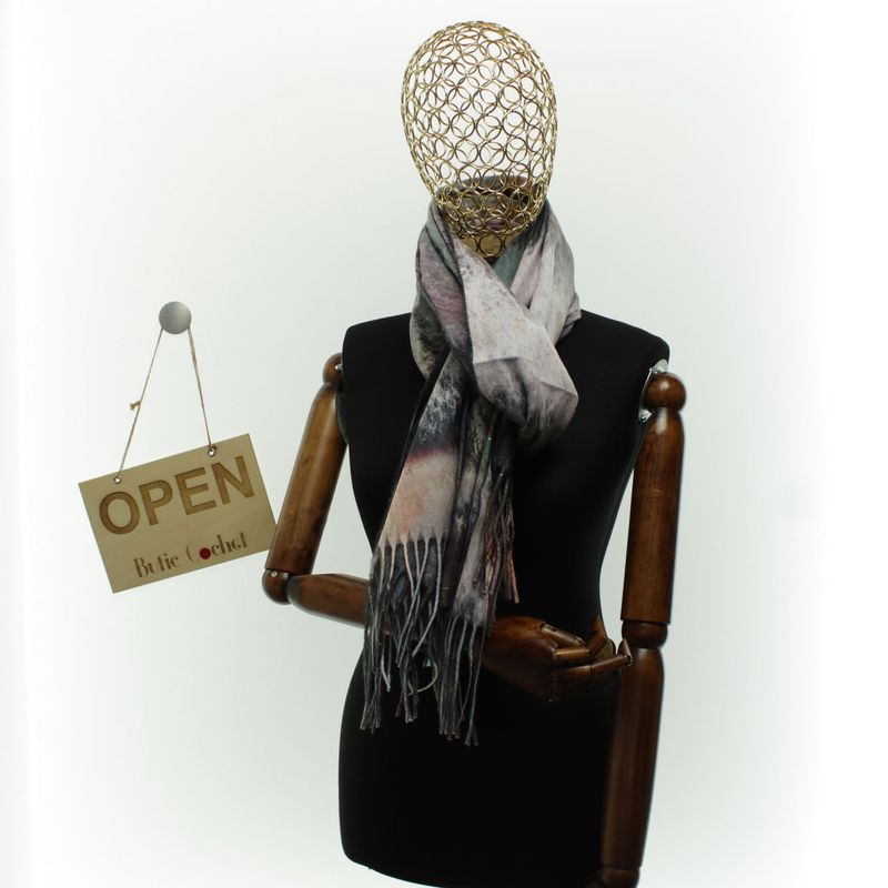 Fashion, accesorii si bijuterii - Femei - Accesorii femei - Esarfe si fulare femei - Esarfa dama, din lana, Buticcochet, 70x180 cm, cu franjuri, Multicolor- ES3427 - Infinity.ro