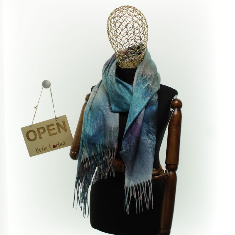 Fashion, accesorii si bijuterii - Femei - Accesorii femei - Esarfe si fulare femei - Esarfa dama, din lana, Buticcochet, 70x180 cm, cu franjuri, Multicolor- ES3425 - Infinity.ro