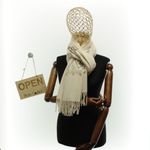 Fashion, accesorii si bijuterii - Femei - Accesorii femei - Esarfe si fulare femei - Esarfa dama, din lana, Buticcochet, 70x180 cm, model cu boderie, Bej - ES3436 - Infinity.ro