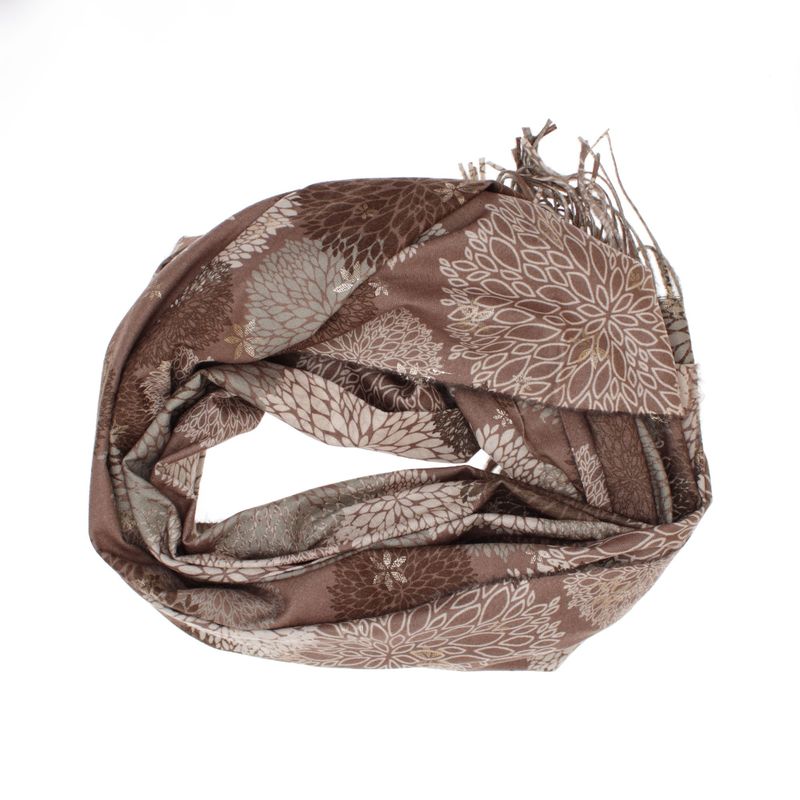 Fashion, accesorii si bijuterii - Femei - Accesorii femei - Esarfe si fulare femei - Esarfa dama, din lana, Buticcochet, 70x180 cm, model floral, Maro - ES3432 - Infinity.ro
