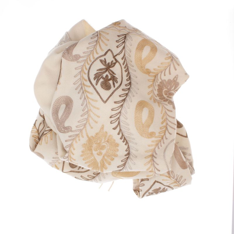 Fashion, accesorii si bijuterii - Femei - Accesorii femei - Esarfe si fulare femei - Esarfa dama, din lana, Buticcochet, 70x180 cm, model cu boderie, Bej - ES3436 - Infinity.ro