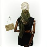 Fashion, accesorii si bijuterii - Femei - Accesorii femei - Esarfe si fulare femei - Esarfa dama, din lana, Buticcochet, 70x180 cm, model cu boderie, Kaki - ES3438 - Infinity.ro