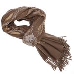 Fashion, accesorii si bijuterii - Femei - Accesorii femei - Esarfe si fulare femei - Esarfa dama, din lana, Buticcochet, 70x180 cm, model cu boderie, Maro - ES3442 - Infinity.ro