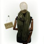 Fashion, accesorii si bijuterii - Femei - Accesorii femei - Esarfe si fulare femei - Esarfa dama, din lana, Buticcochet, 70x180 cm, model cu boderie, Kaki - ES3450 - Infinity.ro