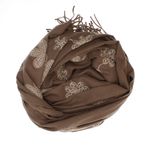 Fashion, accesorii si bijuterii - Femei - Accesorii femei - Esarfe si fulare femei - Esarfa dama, din lana, Buticcochet, 70x180 cm, model cu boderie, Maro - ES3459 - Infinity.ro