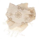 Fashion, accesorii si bijuterii - Femei - Accesorii femei - Esarfe si fulare femei - Esarfa dama, din lana, Buticcochet, 70x180 cm, model cu boderie, Bej - ES3454 - Infinity.ro