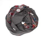 Fashion, accesorii si bijuterii - Femei - Accesorii femei - Esarfe si fulare femei - Esarfa dama, din lana, Buticcochet, 70x180 cm, model cu boderie, Gri - ES3466 - Infinity.ro