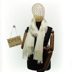 Fashion, accesorii si bijuterii - Femei - Accesorii femei - Esarfe si fulare femei - Esarfa dama, din lana, Buticcochet, 70x180 cm, model cu boderie, Alb - ES3458 - Infinity.ro