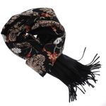 Fashion, accesorii si bijuterii - Femei - Accesorii femei - Esarfe si fulare femei - Esarfa dama, din lana, Buticcochet, 70x180 cm, model cu boderie, Negru - ES3471 - Infinity.ro