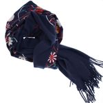 Fashion, accesorii si bijuterii - Femei - Accesorii femei - Esarfe si fulare femei - Esarfa dama, din lana, Buticcochet, 70x180 cm, model cu boderie, Bleumarin - ES3468 - Infinity.ro
