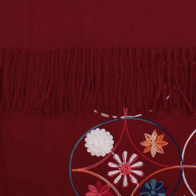 Fashion, accesorii si bijuterii - Femei - Accesorii femei - Esarfe si fulare femei - Esarfa dama, din lana, Buticcochet, 70x180 cm, model cu boderie, Visiniu - ES3465 - Infinity.ro