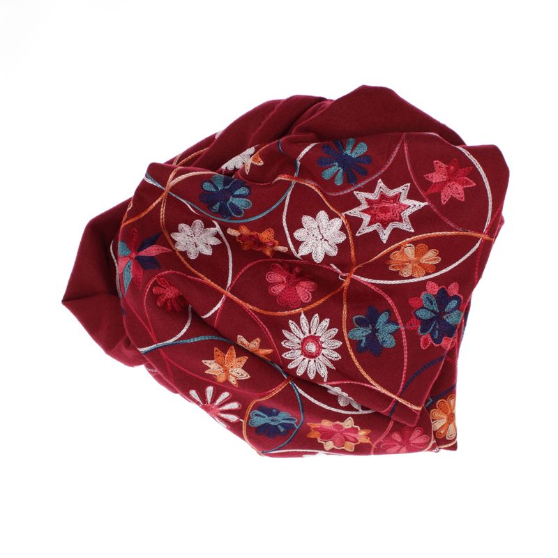 Fashion, accesorii si bijuterii - Femei - Accesorii femei - Esarfe si fulare femei - Esarfa dama, din lana, Buticcochet, 70x180 cm, model cu boderie, Visiniu - ES3465 - Infinity.ro