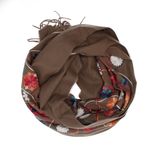 Fashion, accesorii si bijuterii - Femei - Accesorii femei - Esarfe si fulare femei - Esarfa dama, din lana, Buticcochet, 70x180 cm, model cu boderie, Maro - ES3470 - Infinity.ro