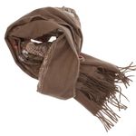Fashion, accesorii si bijuterii - Femei - Accesorii femei - Esarfe si fulare femei - Esarfa dama, din lana, Buticcochet, 70x180 cm, model cu boderie, Maro - ES3475 - Infinity.ro