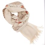 Fashion, accesorii si bijuterii - Femei - Accesorii femei - Esarfe si fulare femei - Esarfa dama, din lana, Buticcochet, 70x180 cm, model cu boderie, Bej - ES3472 - Infinity.ro