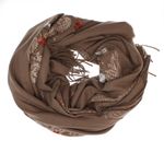 Fashion, accesorii si bijuterii - Femei - Accesorii femei - Esarfe si fulare femei - Esarfa dama, din lana, Buticcochet, 70x180 cm, model cu boderie, Maro - ES3475 - Infinity.ro