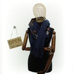 Fashion, accesorii si bijuterii - Femei - Accesorii femei - Esarfe si fulare femei - Esarfa dama, din lana, Buticcochet, 70x180 cm, model cu boderie, Bleumarin - ES3477 - Infinity.ro