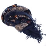 Fashion, accesorii si bijuterii - Femei - Accesorii femei - Esarfe si fulare femei - Esarfa dama, din lana, Buticcochet, 70x180 cm, model cu boderie, Bleumarin - ES3477 - Infinity.ro