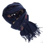 Fashion, accesorii si bijuterii - Femei - Accesorii femei - Esarfe si fulare femei - Esarfa dama, din lana, Buticcochet, 70x180 cm, model cu boderie, Bleumarin - ES3483 - Infinity.ro