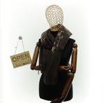 Fashion, accesorii si bijuterii - Femei - Accesorii femei - Esarfe si fulare femei - Esarfa dama, din lana, Buticcochet, 70x180 cm, model cu boderie, Maro inchis - ES3482 - Infinity.ro