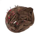 Fashion, accesorii si bijuterii - Femei - Accesorii femei - Esarfe si fulare femei - Esarfa dama, din lana, Buticcochet, 70x180 cm, model cu boderie, Maro - ES3485 - Infinity.ro