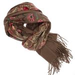 Fashion, accesorii si bijuterii - Femei - Accesorii femei - Esarfe si fulare femei - Esarfa dama, din lana, Buticcochet, 70x180 cm, model cu boderie, Maro - ES3485 - Infinity.ro