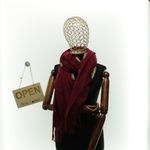 Fashion, accesorii si bijuterii - Femei - Accesorii femei - Esarfe si fulare femei - Esarfa dama, din lana, Buticcochet, 70x180 cm, model cu broderie si strasuri, Visiniu - ES3491 - Infinity.ro