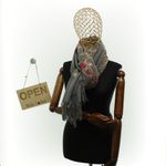 Fashion, accesorii si bijuterii - Femei - Accesorii femei - Esarfe si fulare femei - Esarfa dama, din lana, Buticcochet, 70x180 cm, model cu boderie, Gri - ES3487 - Infinity.ro