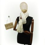 Fashion, accesorii si bijuterii - Femei - Accesorii femei - Esarfe si fulare femei - Esarfa dama, din lana, Buticcochet, 70x180 cm, model cu boderie, Alb - ES3486 - Infinity.ro