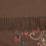 Fashion, accesorii si bijuterii - Femei - Accesorii femei - Esarfe si fulare femei - Esarfa dama, din lana, Buticcochet, 70x180 cm, model cu boderie, Maro - ES3485 - Infinity.ro
