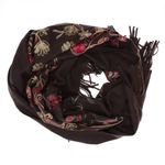 Fashion, accesorii si bijuterii - Femei - Accesorii femei - Esarfe si fulare femei - Esarfa dama, din lana, Buticcochet, 70x180 cm, model cu boderie, Maro inchis - ES3482 - Infinity.ro