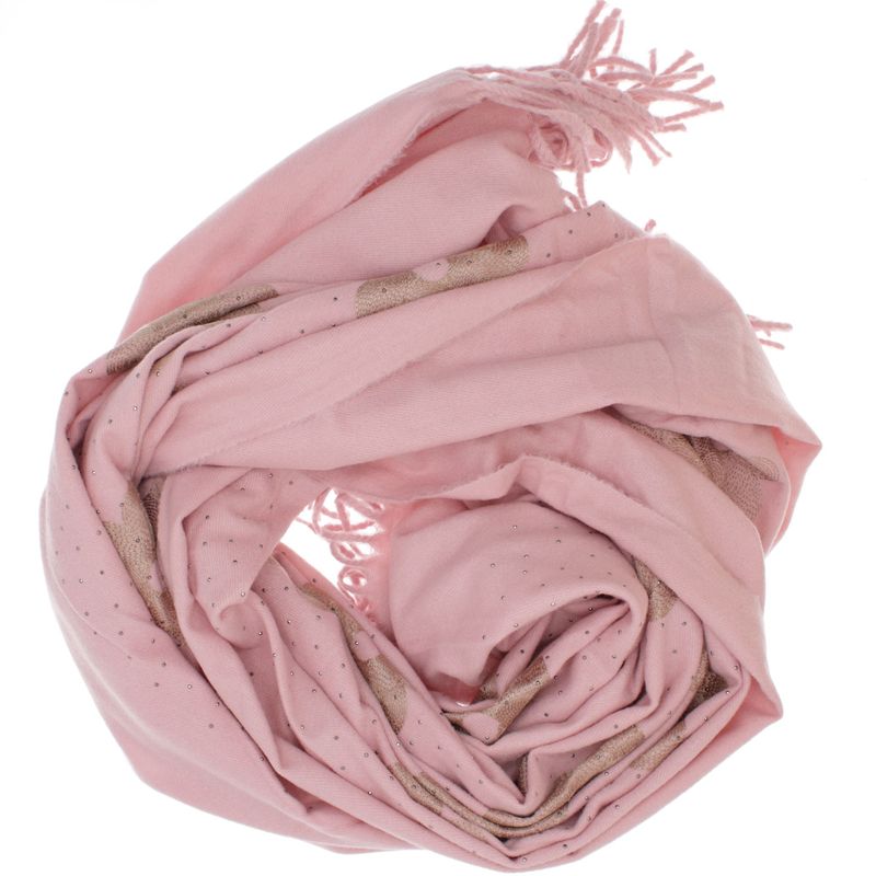 Fashion, accesorii si bijuterii - Femei - Accesorii femei - Esarfe si fulare femei - Esarfa dama, din lana, Buticcochet, 70x180 cm, model cu broderie si strasuri, Roz - ES3493 - Infinity.ro