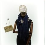 Fashion, accesorii si bijuterii - Femei - Accesorii femei - Esarfe si fulare femei - Esarfa dama, din lana, Buticcochet, 70x180 cm, model cu broderie si strasuri, Bleumarin - ES3492 - Infinity.ro