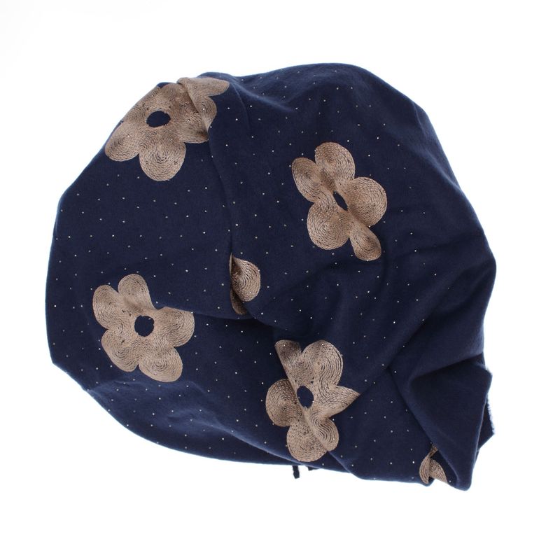Fashion, accesorii si bijuterii - Femei - Accesorii femei - Esarfe si fulare femei - Esarfa dama, din lana, Buticcochet, 70x180 cm, model cu broderie si strasuri, Bleumarin - ES3492 - Infinity.ro