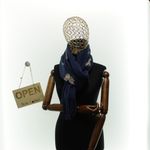 Fashion, accesorii si bijuterii - Femei - Accesorii femei - Esarfe si fulare femei - Esarfa dama, din lana, Buticcochet, 70x180 cm, model cu broderie si strasuri, Bleumarin - ES3492 - Infinity.ro