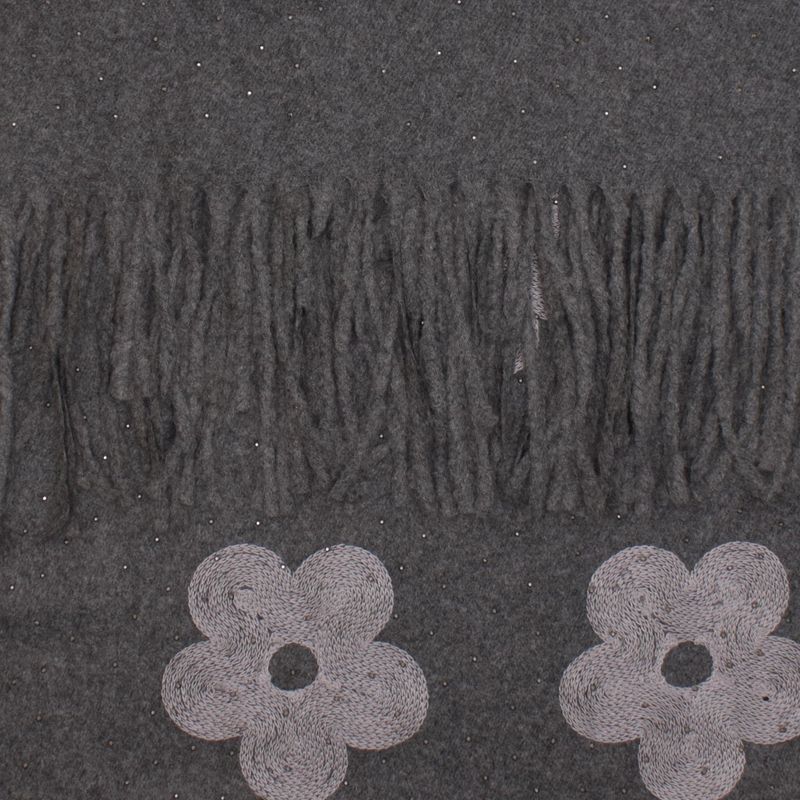 Fashion, accesorii si bijuterii - Femei - Accesorii femei - Esarfe si fulare femei - Esarfa dama, din lana, Buticcochet, 70x180 cm, model cu broderie si strasuri, Gri - ES3490 - Infinity.ro