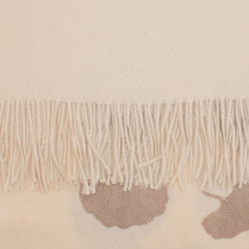 Fashion, accesorii si bijuterii - Femei - Accesorii femei - Esarfe si fulare femei - Esarfa dama, din lana, Buticcochet, 70x180 cm, model cu broderie si sclipici, Bej - ES3499 - Infinity.ro